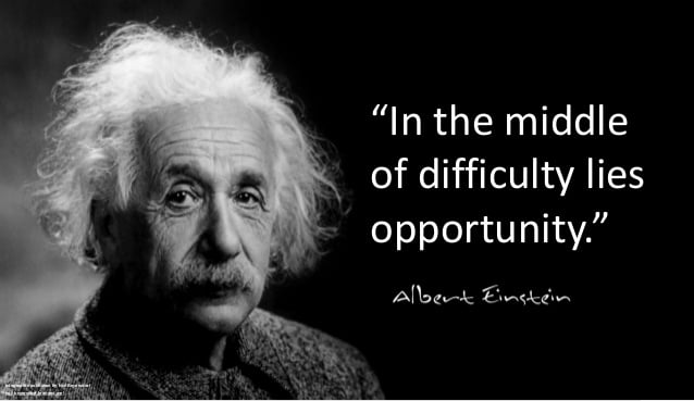 Σε κάθε δυσκολία κρύβεται μια ευκαιρία Albert Einstein